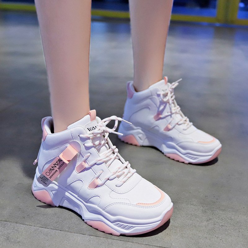 High top sports shoes women 2021 spring new student white shoes women running board shoes women casual shoes